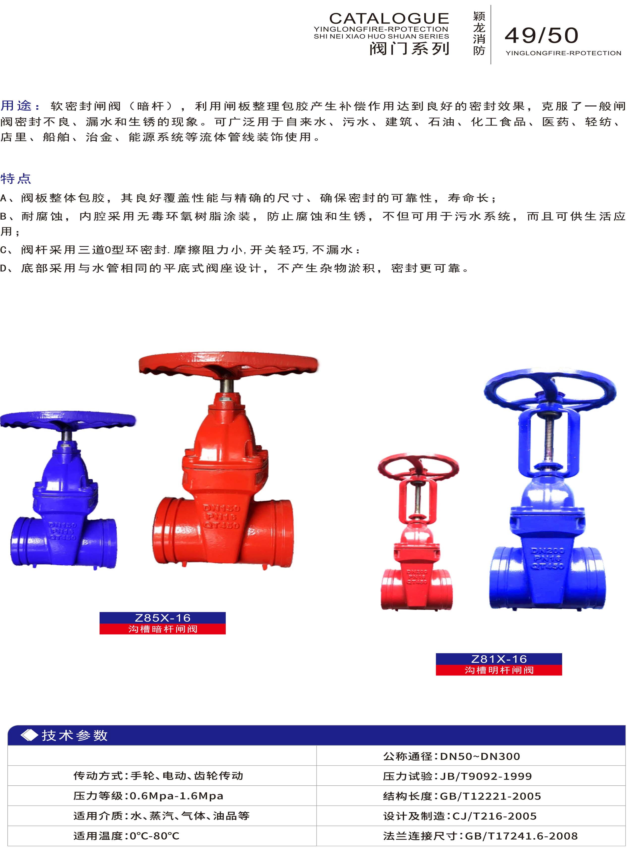 颖龙：沟槽暗杆闸阀
