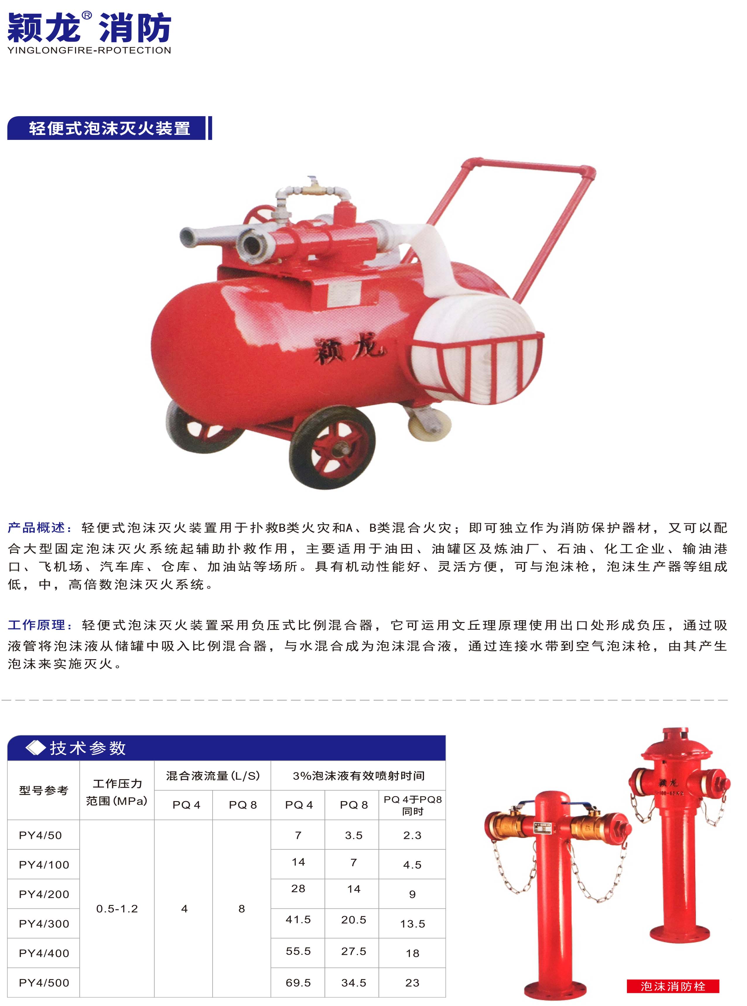颖龙：轻便式泡沫灭火装置